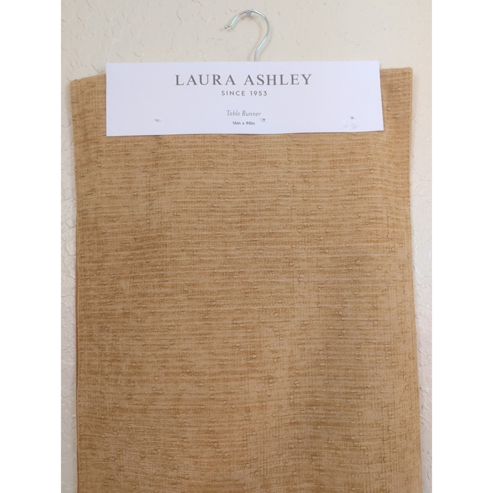 Laura Ashley Surrey Gold 16" x 90" Tan Textured Table Runner Solid Polyester